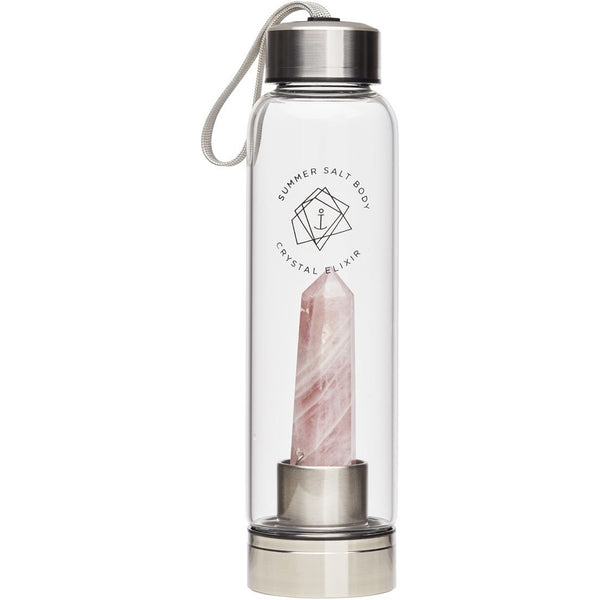 Rose Quartz Crystal Elixir - Glass Water Bottle 550ml