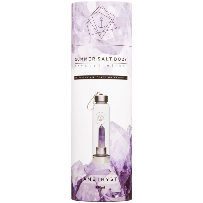 Amethyst Crystal Elixir - Glass Water Bottle 550ml