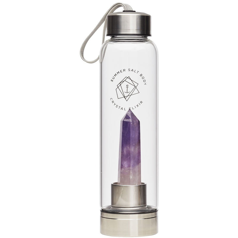 Amethyst Crystal Elixir - Glass Water Bottle 550ml