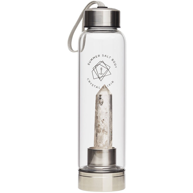 Clear Quartz Crystal Elixir - Glass Water Bottle 550ml