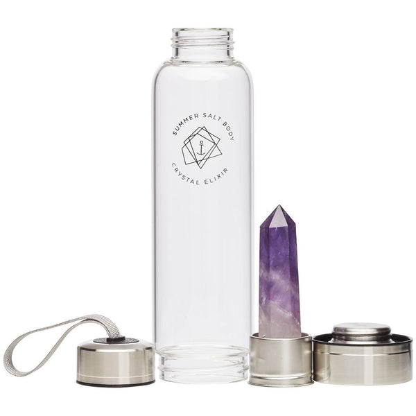 Amethyst Crystal Elixir - Glass Water Bottle 550ml