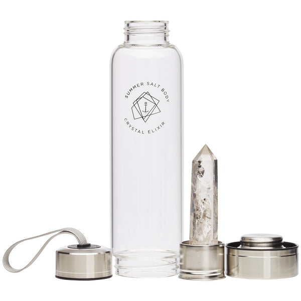 Clear Quartz Crystal Elixir - Glass Water Bottle 550ml