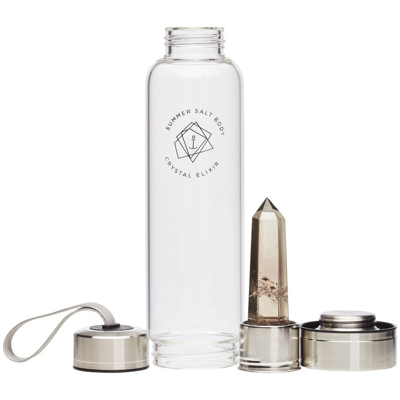 Smoky Quartz Crystal Elixir - Glass Water Bottle 550ml