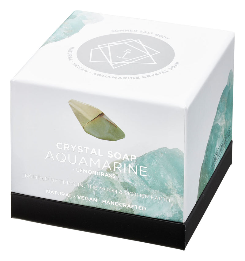 Natural Vegan Crystal Soap Aquamarine. Luxury, handcrafted inspired by the sun, moon and mother earth