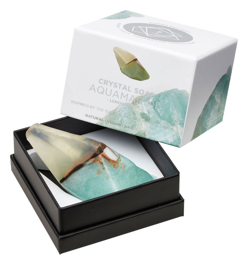 Natural Vegan Crystal Soap Aquamarine. Luxury, handcrafted inspired by the sun, moon and mother earth