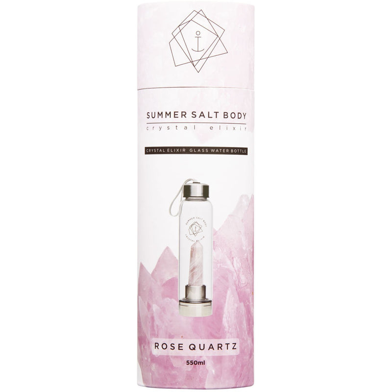 Rose Quartz Crystal Elixir - Glass Water Bottle 550ml