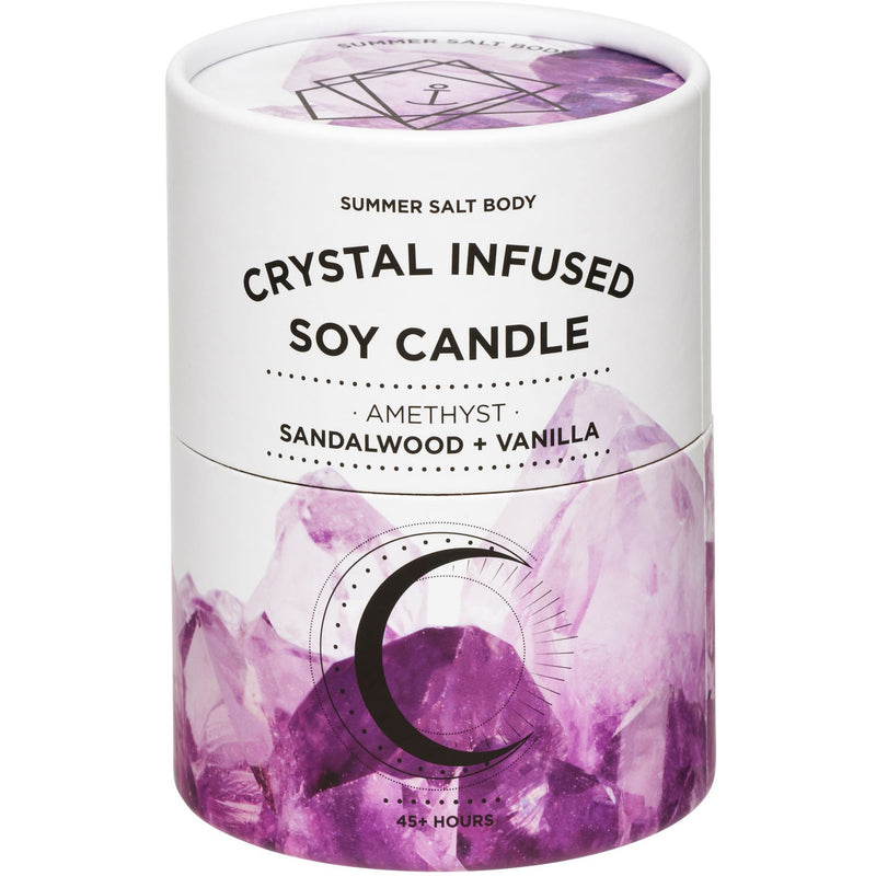 Crystal Infused Soy Candle - Amethyst x Sandalwood & Vanilla