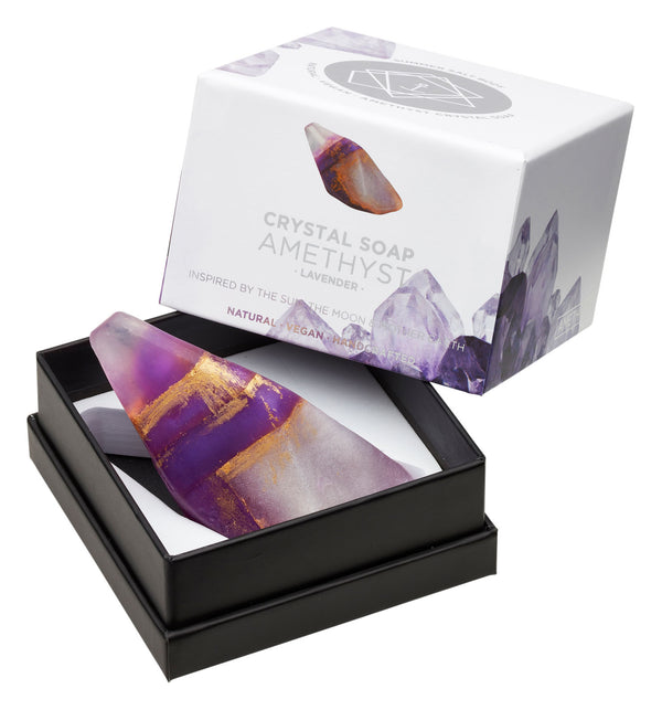 Natural Vegan Crystal Soap Amethyst. Luxury, handcrafted inspired by the sun, moon and mother earth